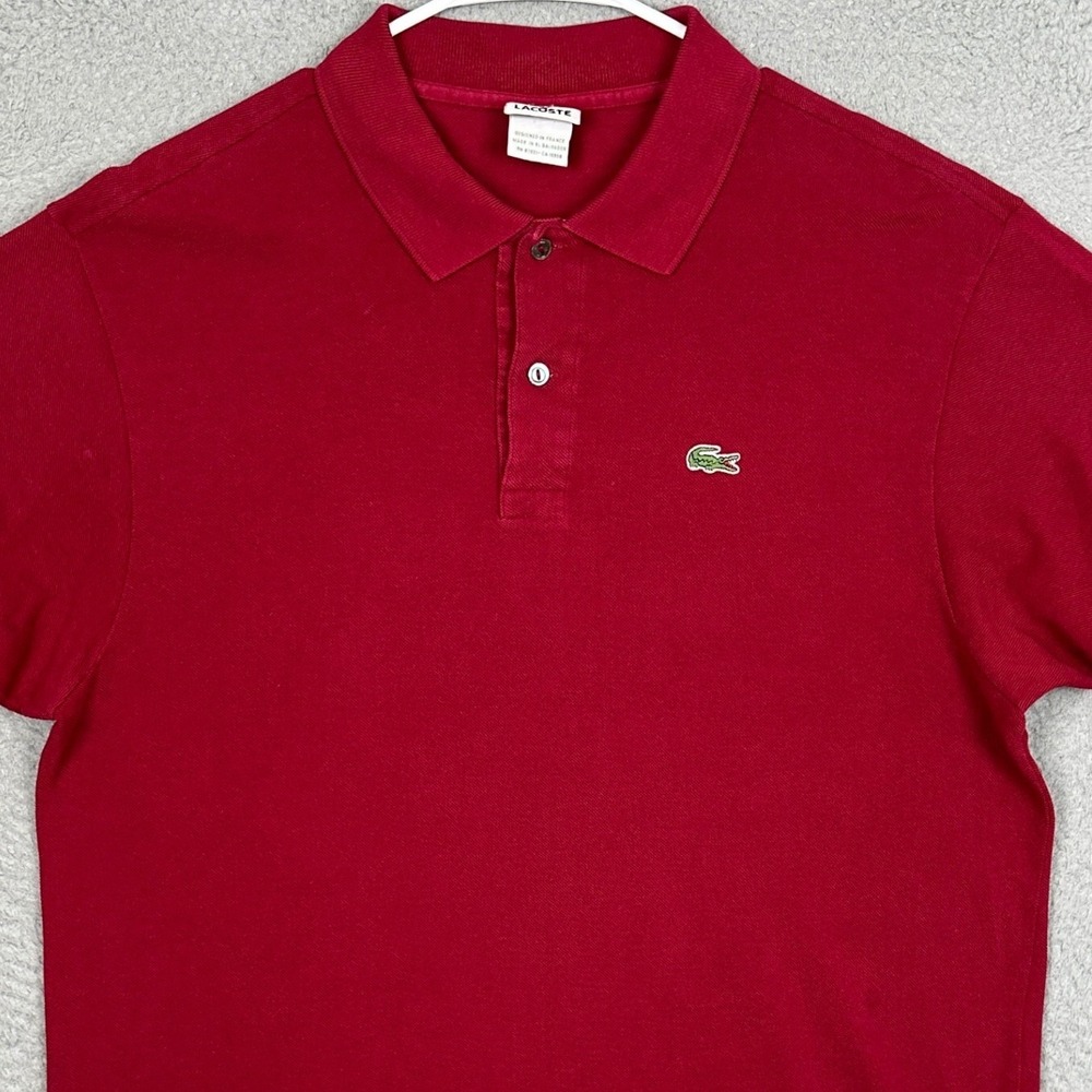 Lacoste Polo Shirt Mens 7 Large Red Casual Rugby Crocodile Logo Short Sleeve